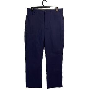 Eddie‎ Bauer Fleece Lined Tech Pants Mens 37x32 Navy Cargo Hiking Outdoors Nylon